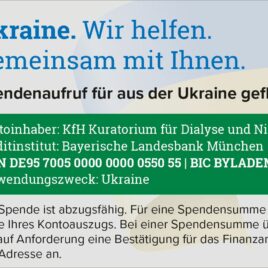 KfH: Ukraine-Hotline und Spendenaufruf